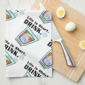 COCKTAIL BAR TOWELS, het leven is kort. DRINK. Theedoek (Quarter Fold)