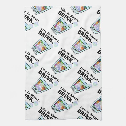 COCKTAIL BAR TOWELS, het leven is kort. DRINK. Theedoek (Verticaal)