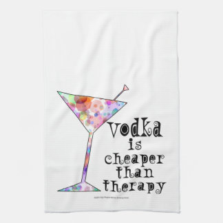 COCKTAIL BAR TOWELS, VODKA IS CHEAPER DAN THERAPIE THEEDOEK
