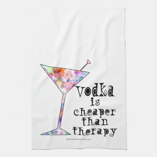 COCKTAIL BAR TOWELS, VODKA IS CHEAPER DAN THERAPIE THEEDOEK (Verticaal)