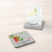 Cocktail Bar Waterverf Drinken Gepersonaliseerd Bier Onderzetter (Rechterzijde)