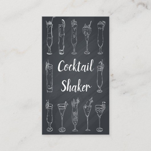 Cocktail Bartender Chalkboard Visitekaartje (Voorkant)