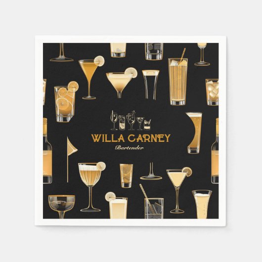 Cocktail bartender Professional | Elegant goud Servet (Voorkant)