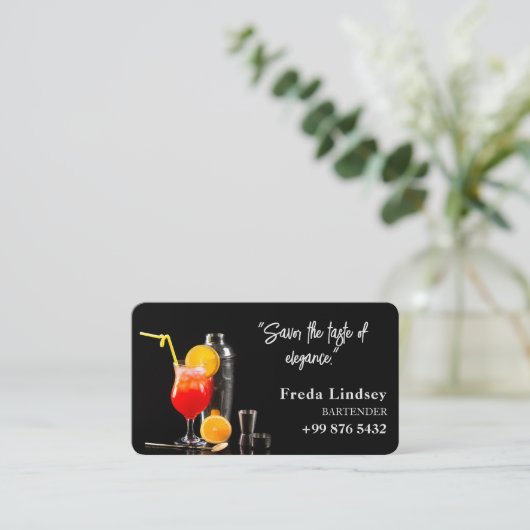 Cocktail bartender Professional | Moderne zwarte b Visitekaartje (Staand voorkant)