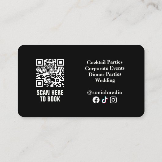 Cocktail bartender Professional | Moderne zwarte b Visitekaartje (Achterkant)