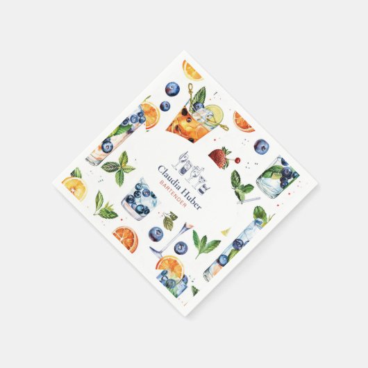 Cocktail bartender Professional | Wit Blauw Servet (Hoek)