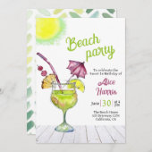 Cocktail Beach party zoet 16 Uitnodiging (Voorkant / Achterkant)