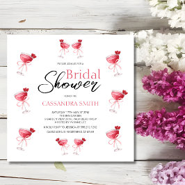 Cocktail Beverage Pink Bow Vrijgezellenfeest Kaart