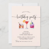 Cocktail Birthday Party Calligraphy Invitation Kaart (Voorkant)