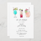 Cocktail Birthday Party Kaart (Voorkant / Achterkant)