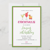 Cocktail Birthday-uitnodiging Aankondiging (Voorkant)