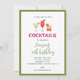 Cocktail Birthday-uitnodiging Aankondiging