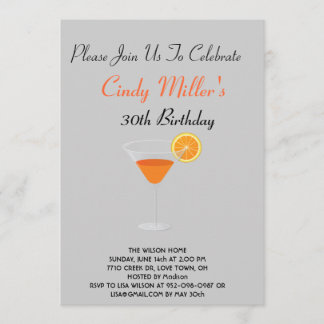 Cocktail Birthday-uitnodigingen Kaart