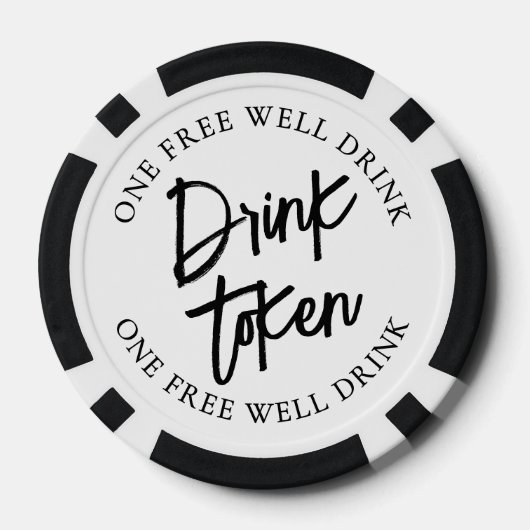 Cocktail Black White Bruiloft Drank Poker Chips (Achterkant)