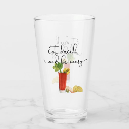 Cocktail Bloody Mary eet Drink en wees Mary Glas (Achterkant)