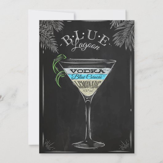 Cocktail Blue Lagoon Birthday Bash Kaart (Achterkant)