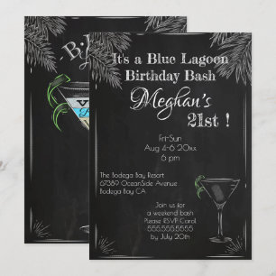 Cocktail Blue Lagoon Birthday Bash Kaart