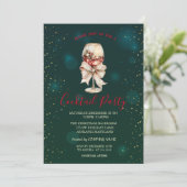 Cocktail Boeg Sterren Groene Kerst Feest Kaart (Staand voorkant)