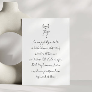 Cocktail Bow Zwart Wit Handgeschreven Bruidsdouche Kaart