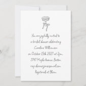 Cocktail Bow Zwart Wit Handgeschreven Vrijgezellen Kaart (Voorkant)