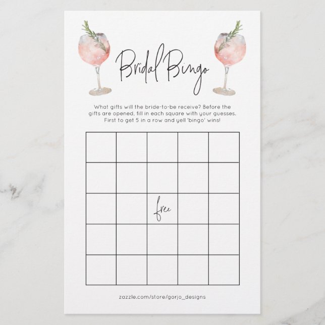 Cocktail Bridal Bingo Bachelorette Game (Voorkant)