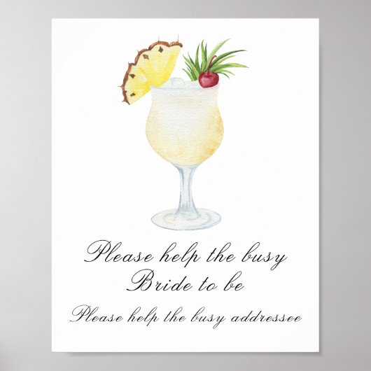Cocktail bridal shower  - help the busy bride poster (Voorkant)