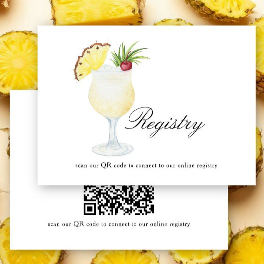 Cocktail Bridal shower QR code for registry  Informatiekaartje