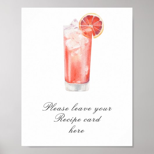 Cocktail bridal shower - Recipe card Poster (Voorkant)
