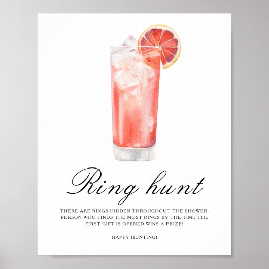 Cocktail Bridal shower - Ring hunt game Poster (Voorkant)