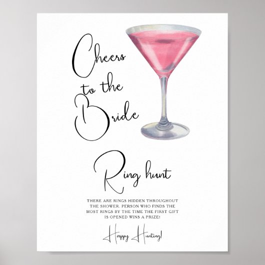 Cocktail Bridal shower Ring hunt game Poster (Voorkant)