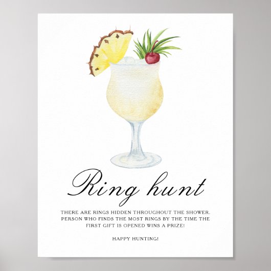 Cocktail Bridal shower - Ring hunt game Poster (Voorkant)