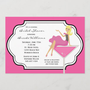 Cocktail Bridal Shower-uitnodiging Kaart