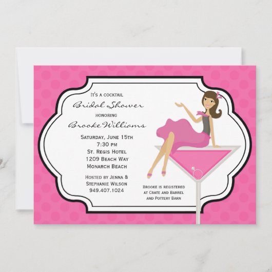 Cocktail Bridal Shower-uitnodiging Kaart (Voorkant)
