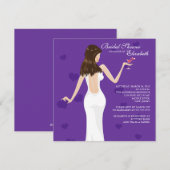 Cocktail Bride Bridal Shower Invitation Paars Kaart (Voorkant / Achterkant)