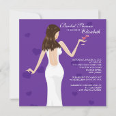 Cocktail Bride Bridal Shower Invitation Paars Kaart (Voorkant)