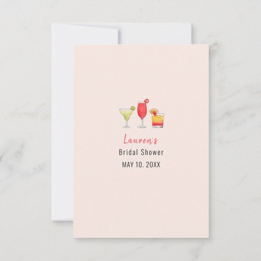 Cocktail Bride en Groom douche Trivia games Kaart (Achterkant)