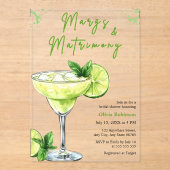 Cocktail Bruiloft Margs & Huwelijk Bruidsfeest Acryl Uitnodigingen (Voorkant)