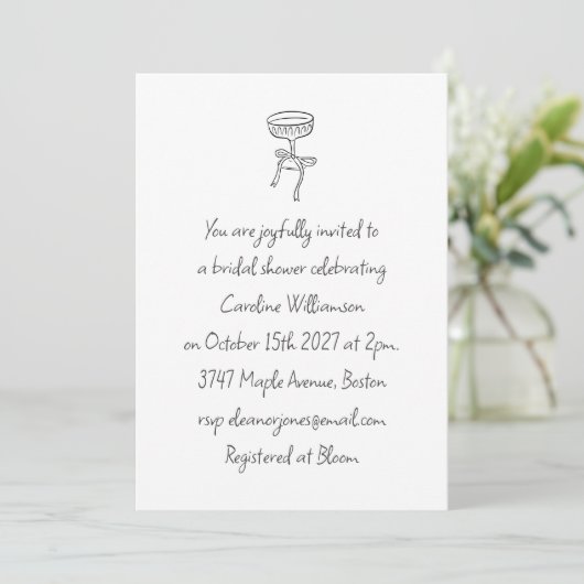 Cocktail Bruiloft Uitnodiging Met Lint Script (Staand voorkant)