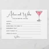 Cocktail Bruiloftsfeest Advies en Wensen Briefpapier (Voorkant)