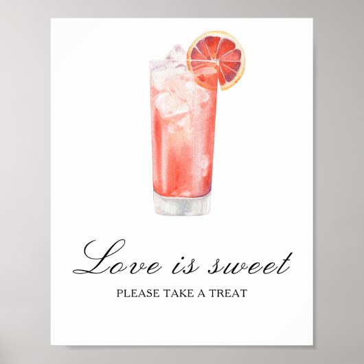 Cocktail bruiloftsfeest - liefde is zoet poster (Voorkant)