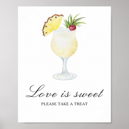Cocktail bruiloftsfeest - liefde is zoet poster (Voorkant)
