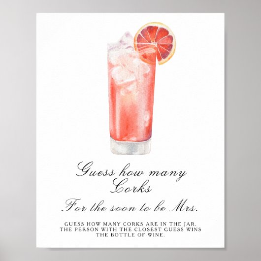 Cocktail Bruiloftsfeest - Raad hoeveel kurken Poster (Voorkant)