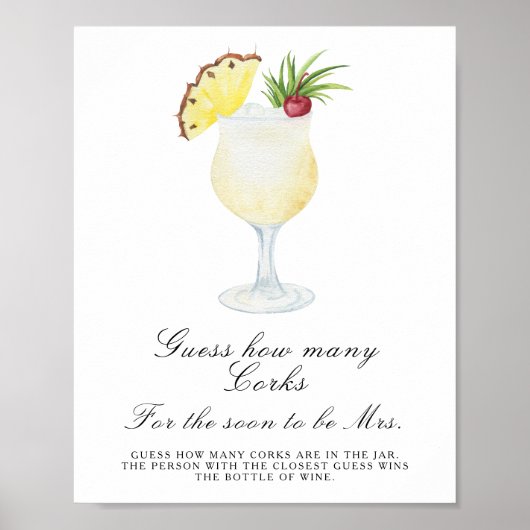 Cocktail Bruiloftsfeest - Raad hoeveel kurken Poster (Voorkant)