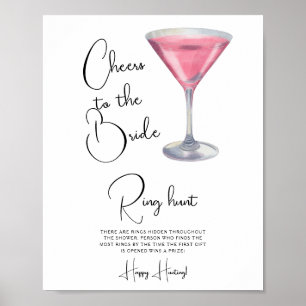 Cocktail bruiloftsfeest Ring jacht spel Poster