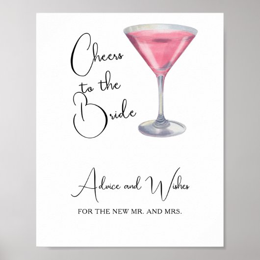 Cocktail bruiloftsfeest - Wensen voor pasgetrouwde Poster (Voorkant)