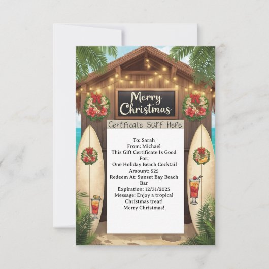 COCKTAIL cadeaubon voor kerstfeest (Voorkant)