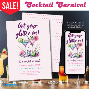Cocktail Carnaval Glitter Snoep Verjaardag - ALLE Kaart