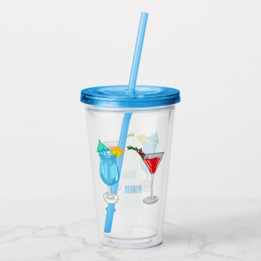Cocktail cartoon-afbeelding acryl drinkbeker (Achterkant)