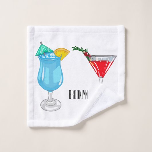 Cocktail cartoon-afbeelding bad handdoek (Wasdoekje)