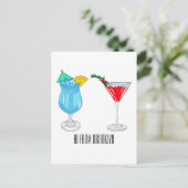 Cocktail cartoon-afbeelding briefkaart (Staand voorkant)